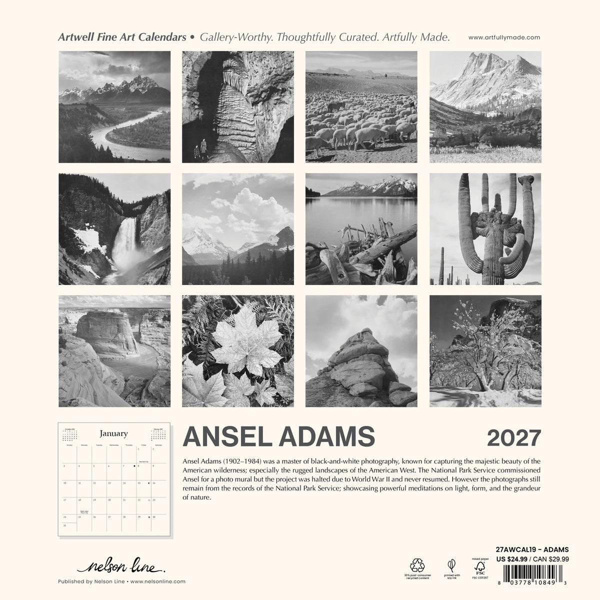 Ansel Adams 2027 Wall Calendar