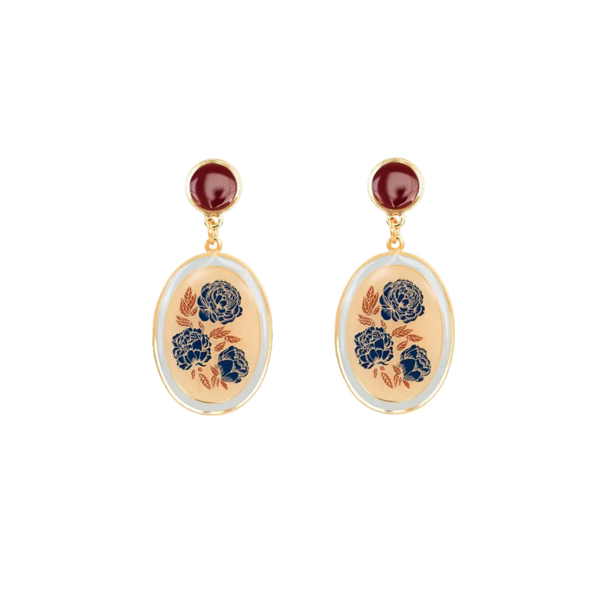 Floral Earrings with Crush Press