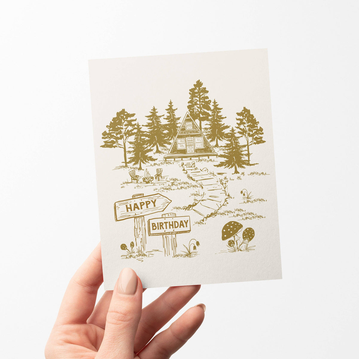 A-Frame Cabin Birthday Greeting Card