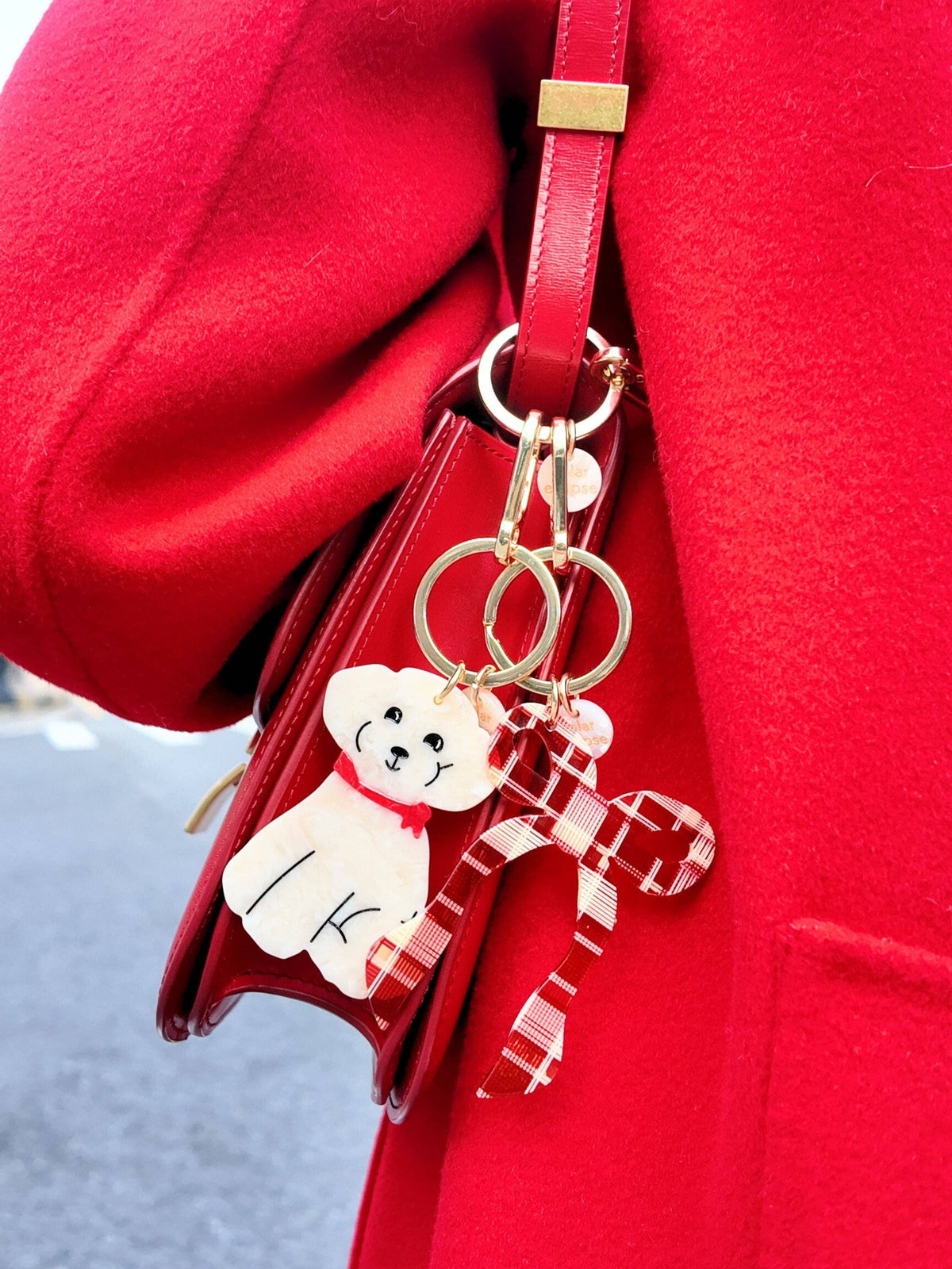 Hand-painted Coquette Bow Bag Charm + Keychain