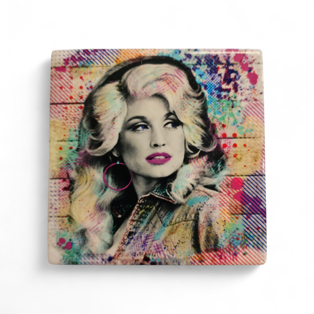 Ceramic Coaster - Country Music Pastel Watercolor Dolly