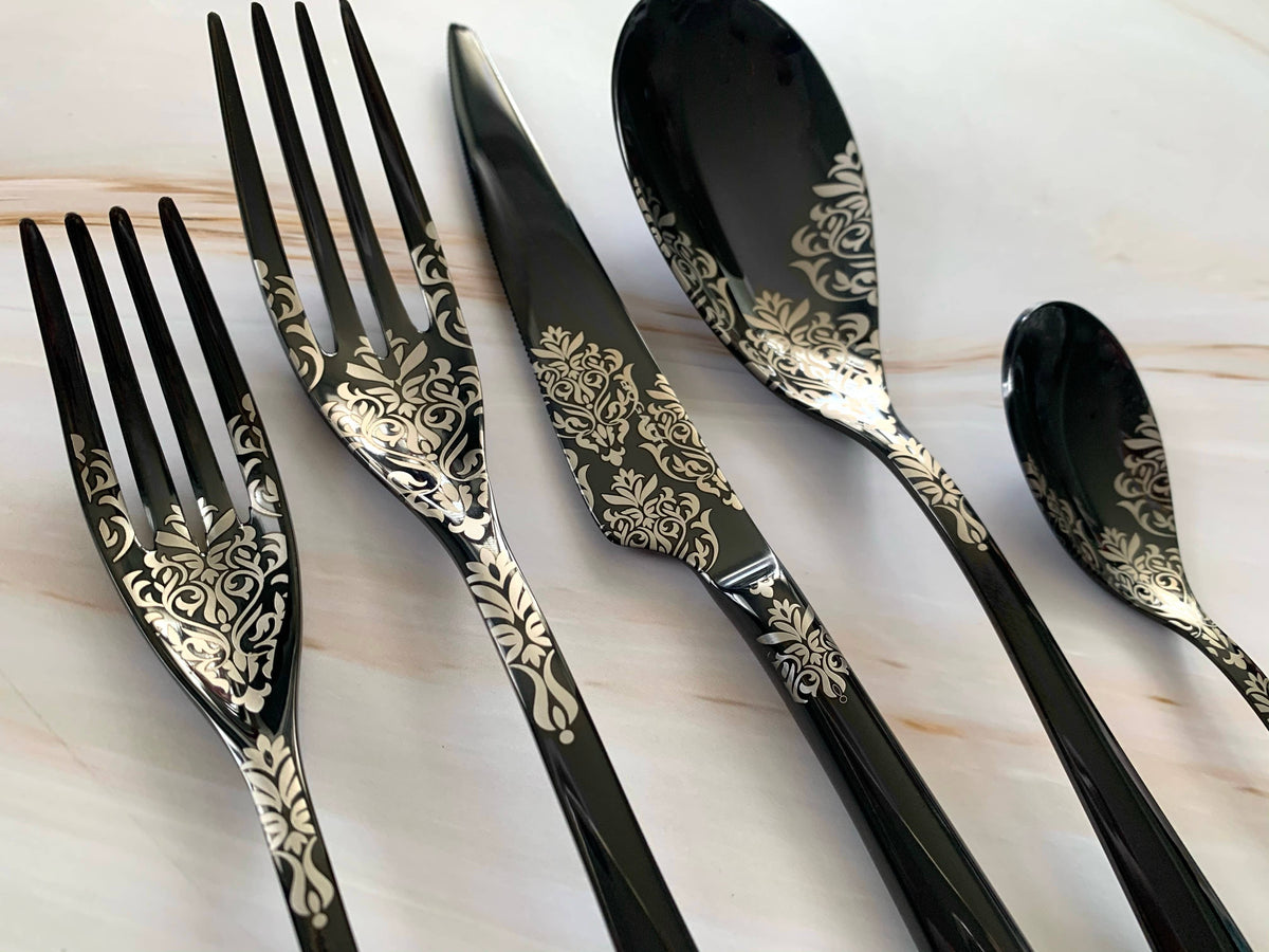 Riviera Devore' Black 5 Piece Place Setting
