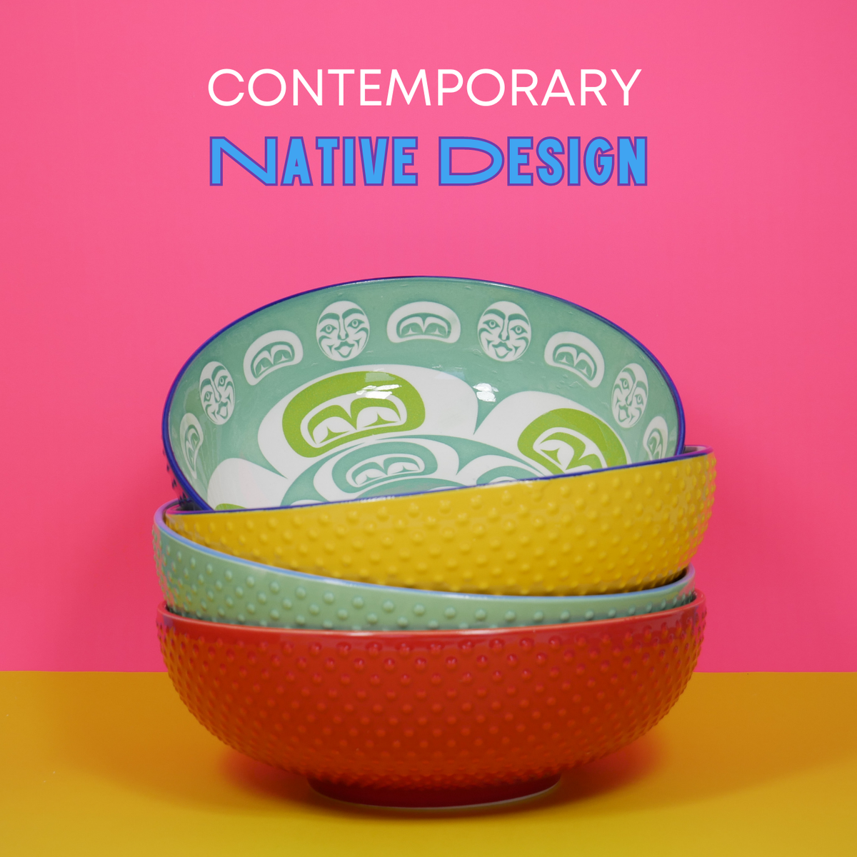 Serving Bowl with Contemporary Indigenous Artwork
