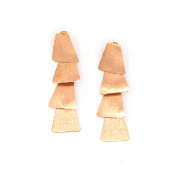Rose Gold Tiered Tassel Movement Earrings