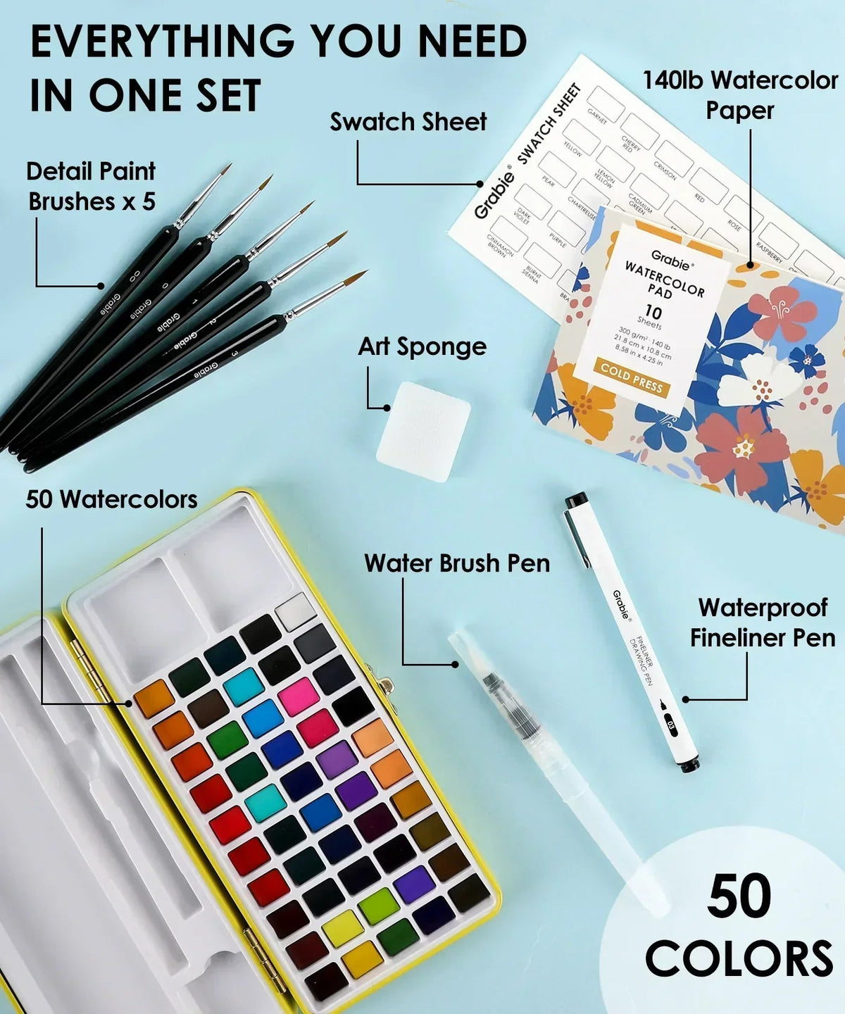All-In-One Watercolor Set of 50