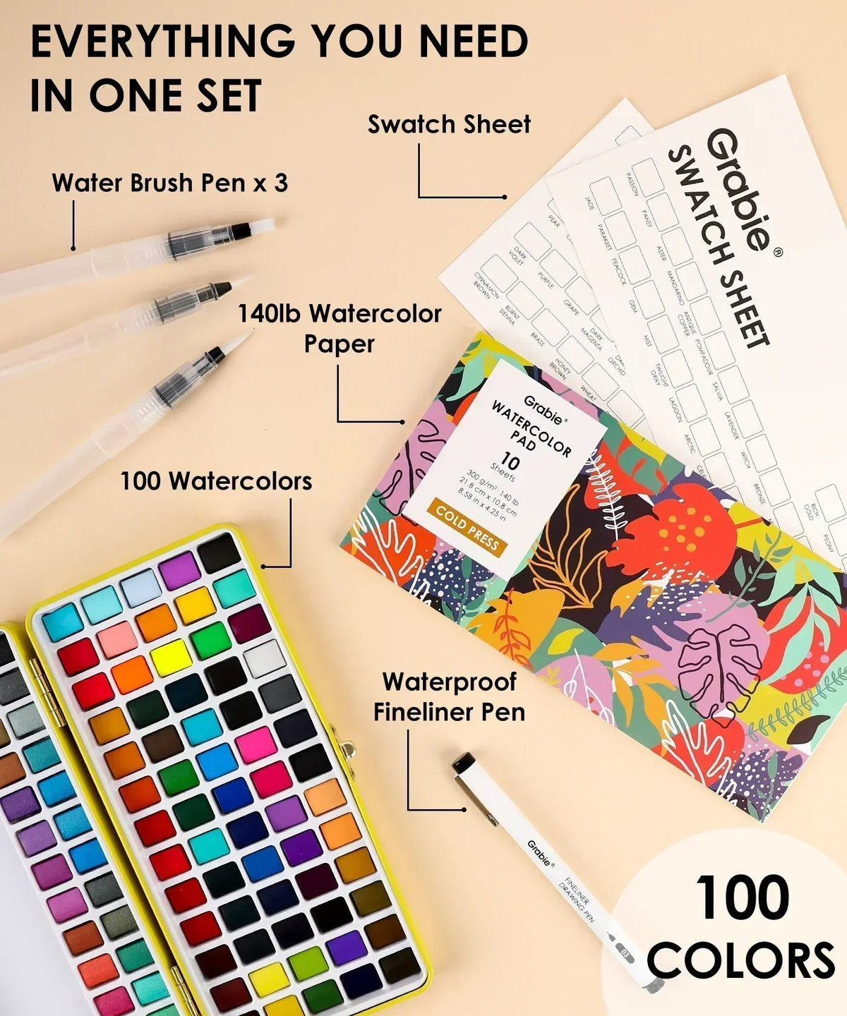 All-In-One Watercolor Set of 100