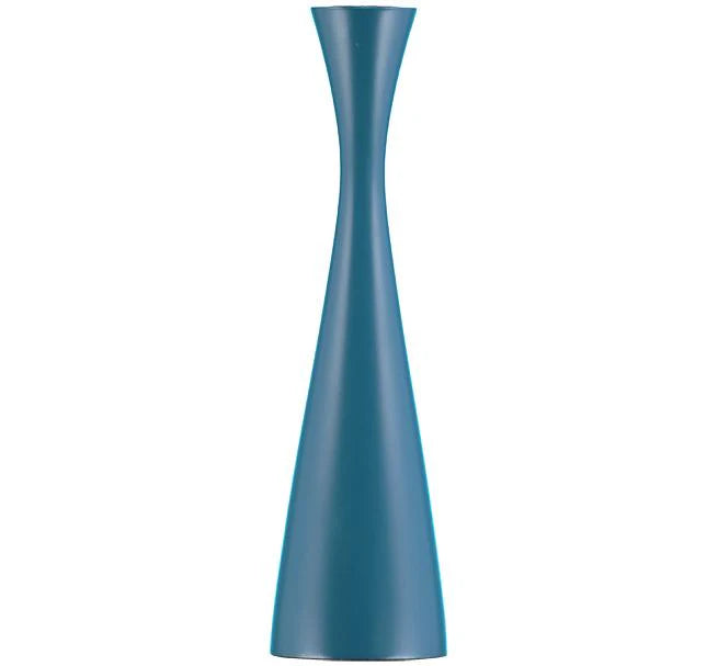 Tall Petrol Blue Wooden Candleholder