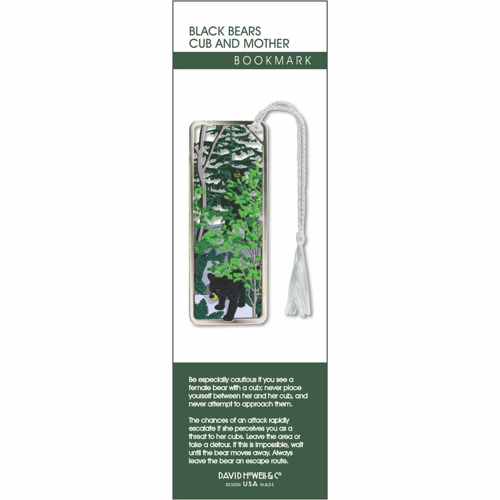Bookmark with black bear design on a white background