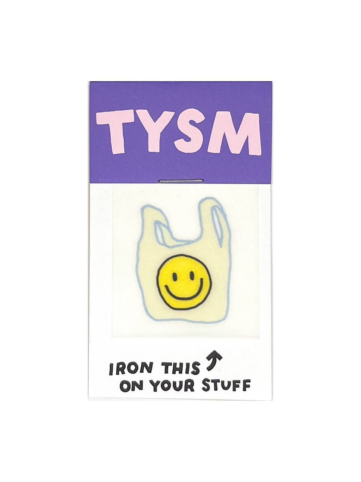 Thank You Smiley Shopping Bag Iron-On Card
