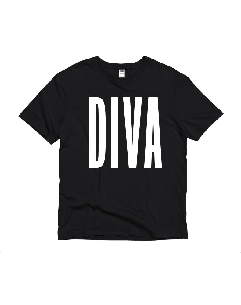 White DIVA Logo on Black T-Shirt