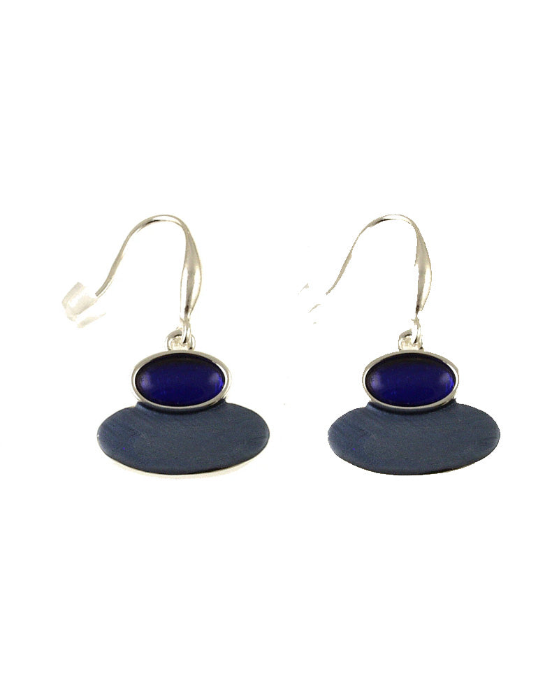 Silver and Blue Shell Earrings