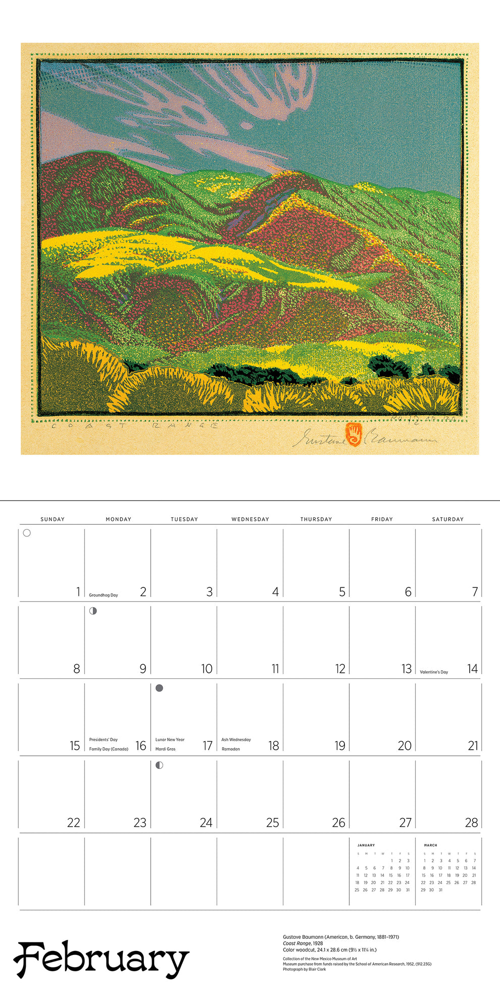 A Small, Untroubled World: The Art of Gustave Baumann 2026 Wall Calendar
