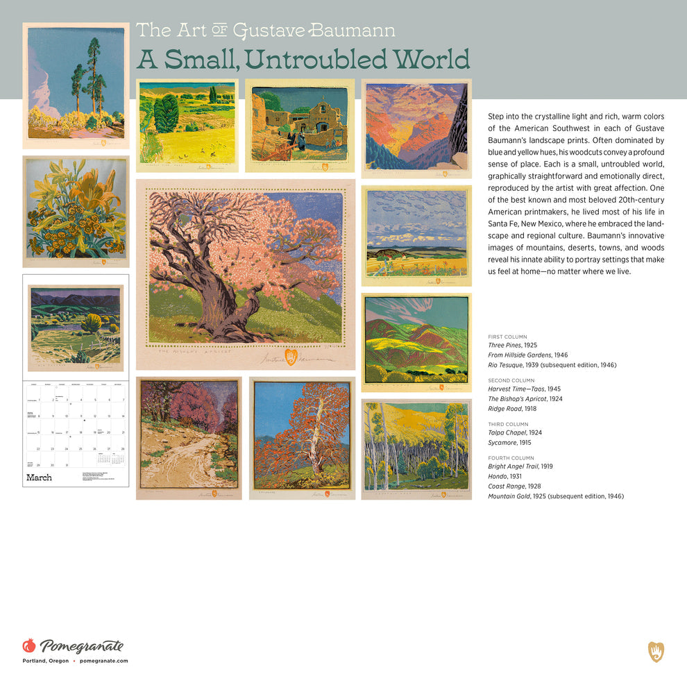 A Small, Untroubled World: The Art of Gustave Baumann 2026 Wall Calendar