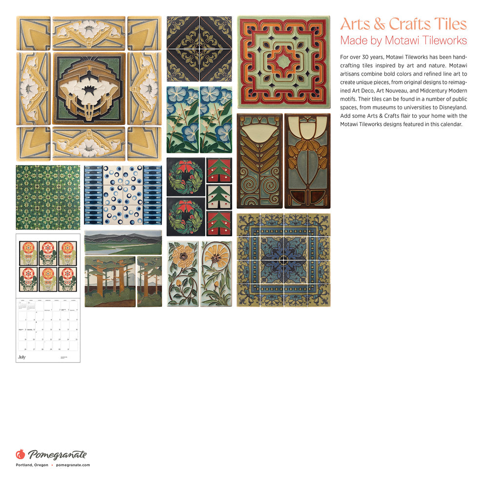 Arts &amp; Crafts Tiles: Made by Motawi Tileworks 2026 Wall Calendar