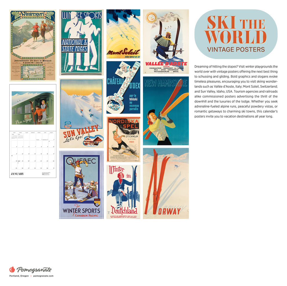 Ski the World: Vintage Posters 2026  Wall Calendar