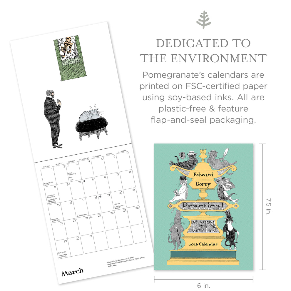 Edward Gorey: Practical Cats 2026  Mini Wall Calendar