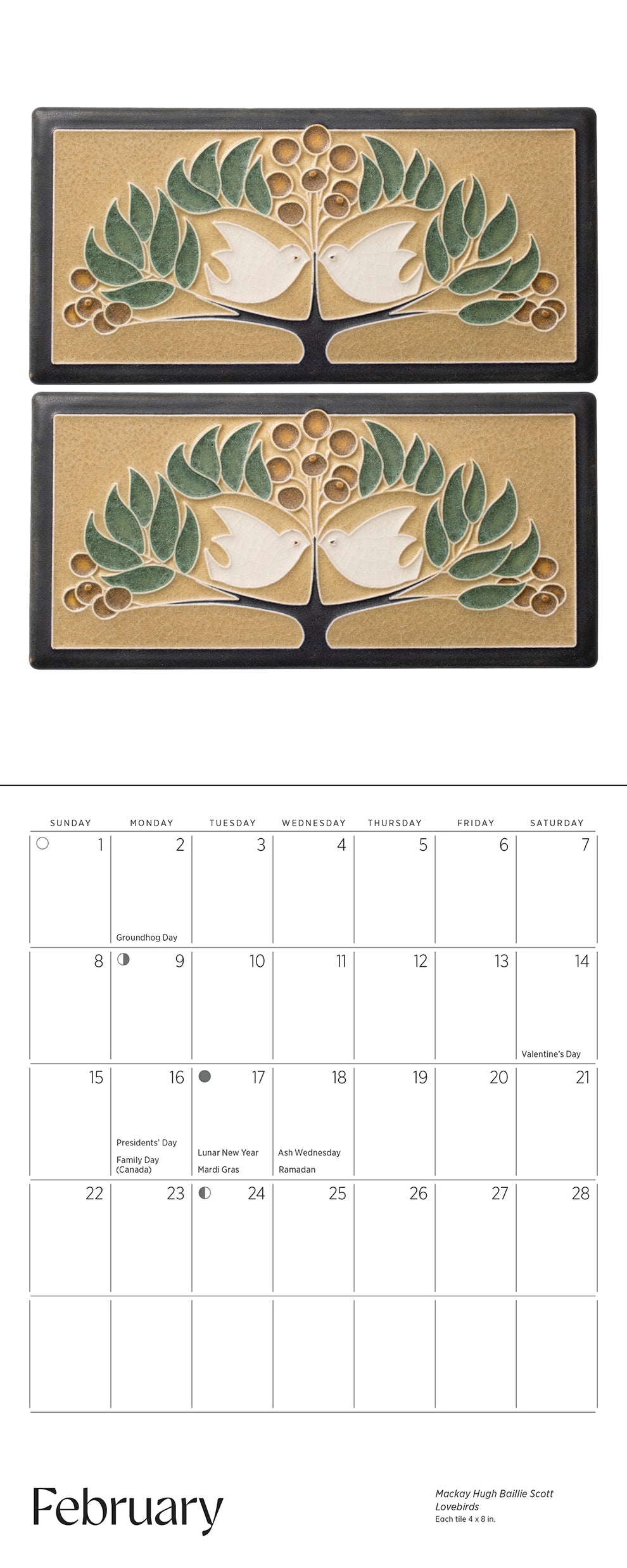 Arts &amp; Crafts Tiles: Made by Motawi Tileworks 2026 Mini Calendar