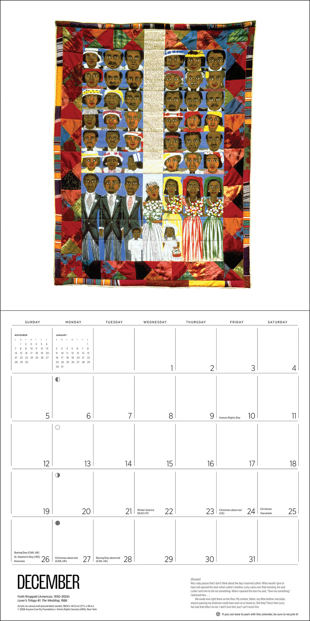 Faith Ringgold 2027 Wall Calendar