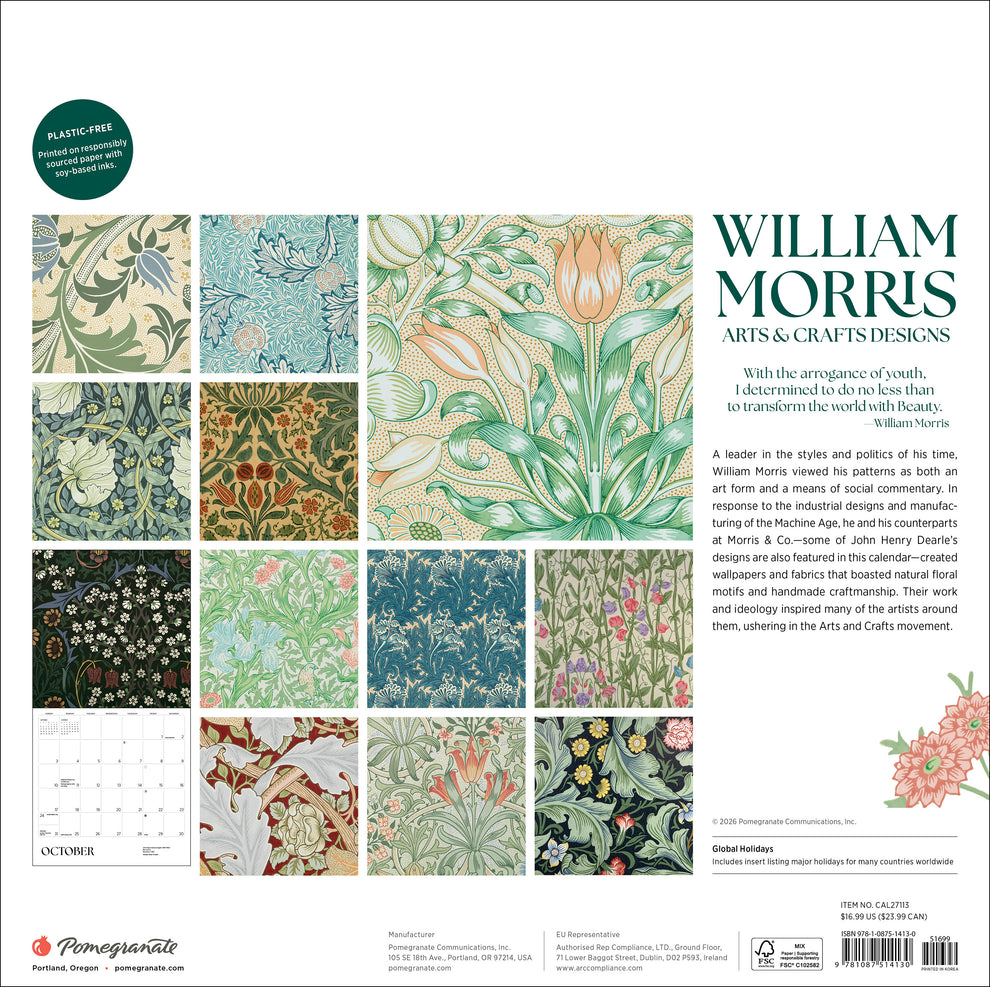 William Morris: Arts & Crafts Designs 2027 Wall Calendar