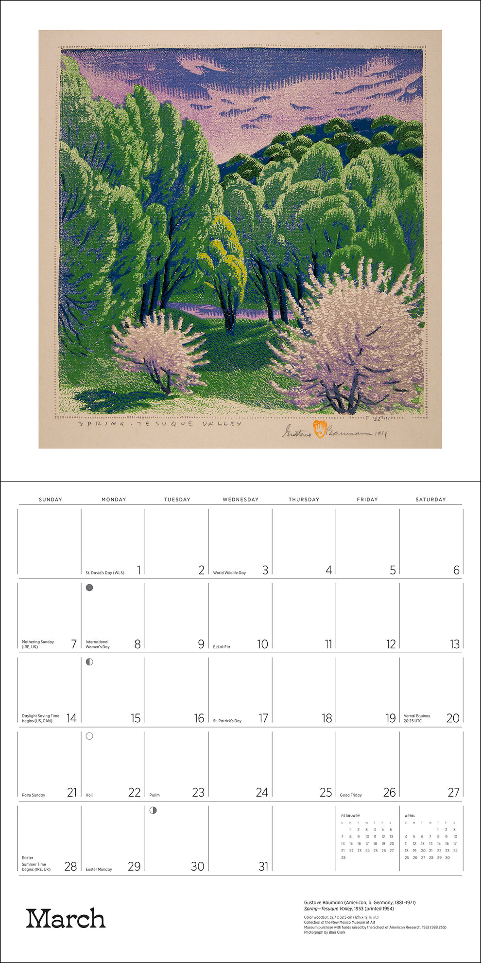 A Small, Untroubled World: The Art of Gustave Baumann 2027 Wall Calendar