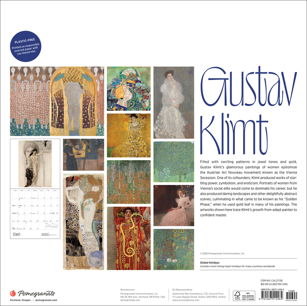Gustav Klimt 2027 Wall Calendar