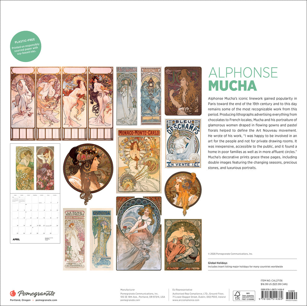 Alphonse Mucha 2027 Wall Calendar