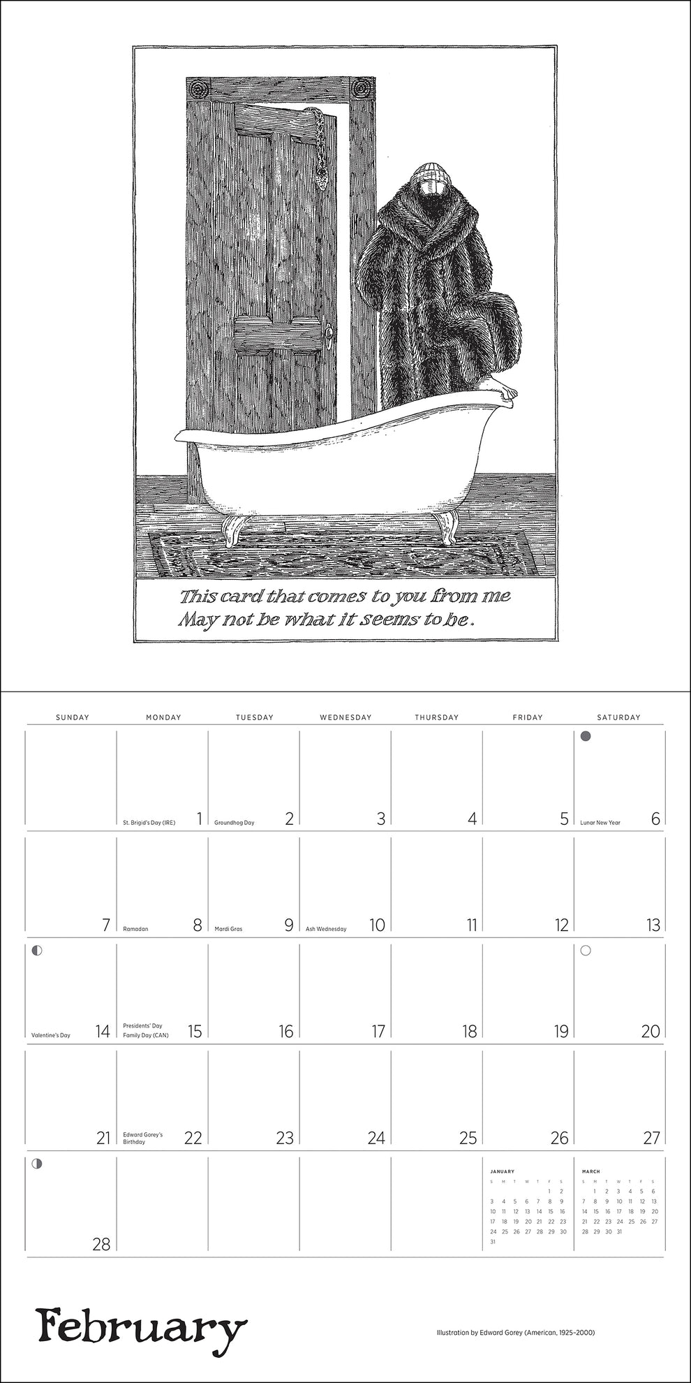 Edward Gorey 2027 Wall Calendar