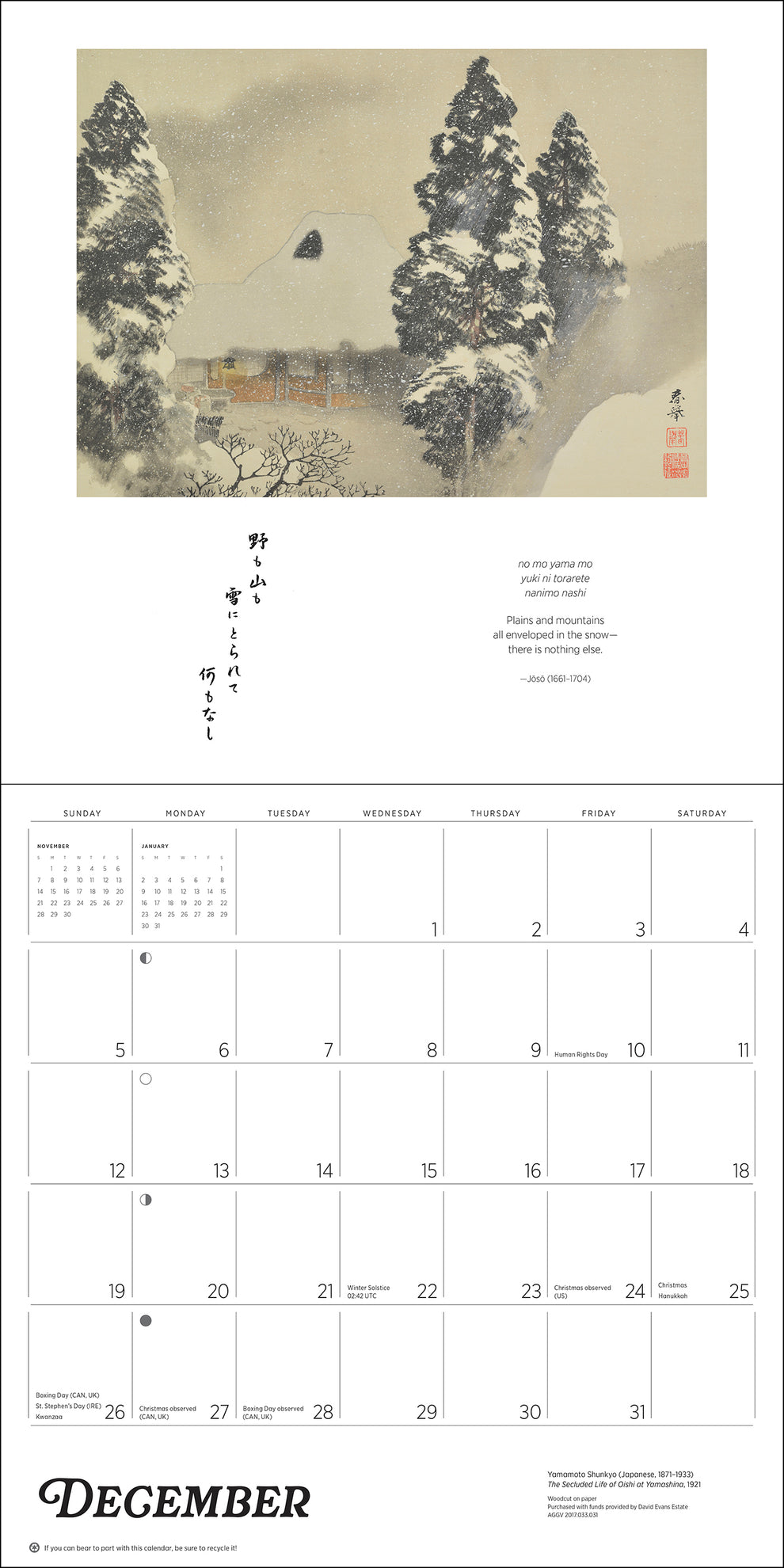 Haiku: Japanese Art and Poetry 2027 Wall Calendar