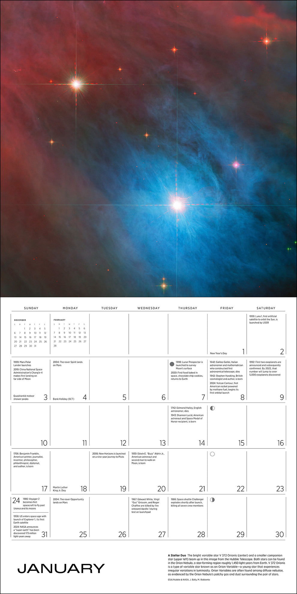 Space: Views from the Hubble and James Webb Telescope Wall Calendar