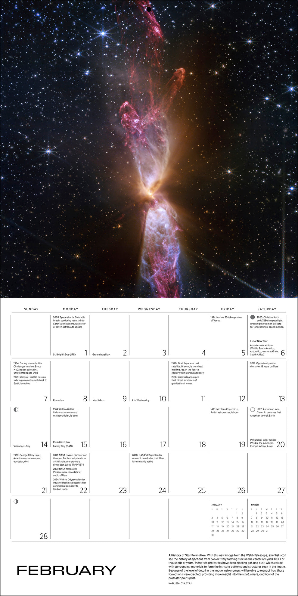 Space: Views from the Hubble and James Webb Telescope Wall Calendar