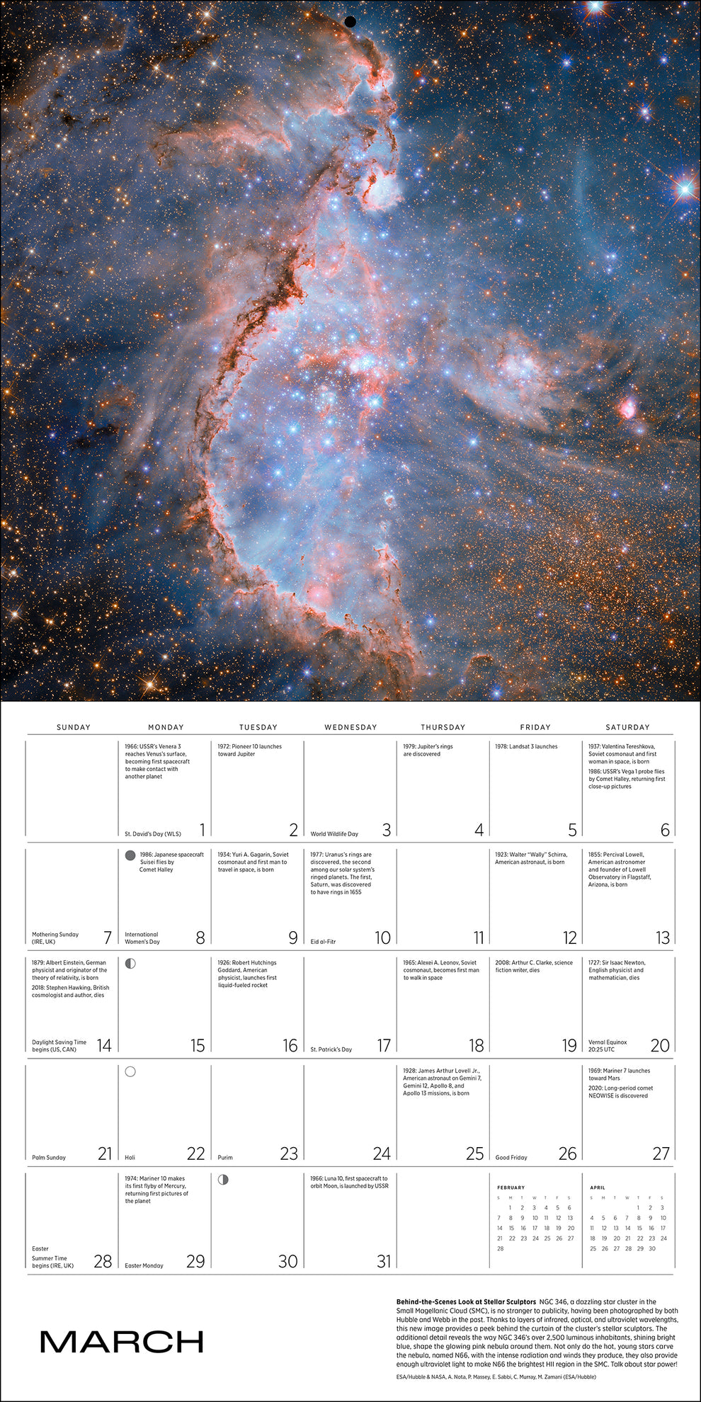 Space: Views from the Hubble and James Webb Telescope Wall Calendar