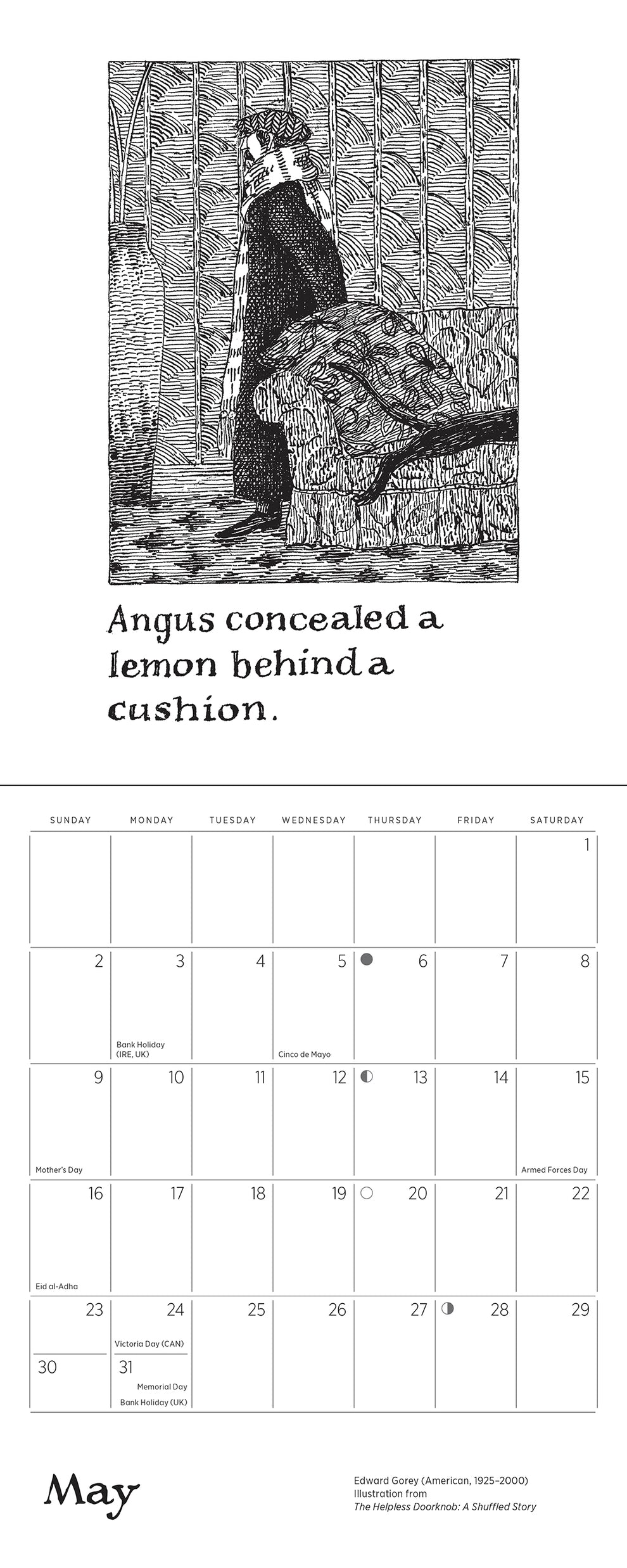 Edward Gorey: The Helpless Doorknob 2027 Mini Wall