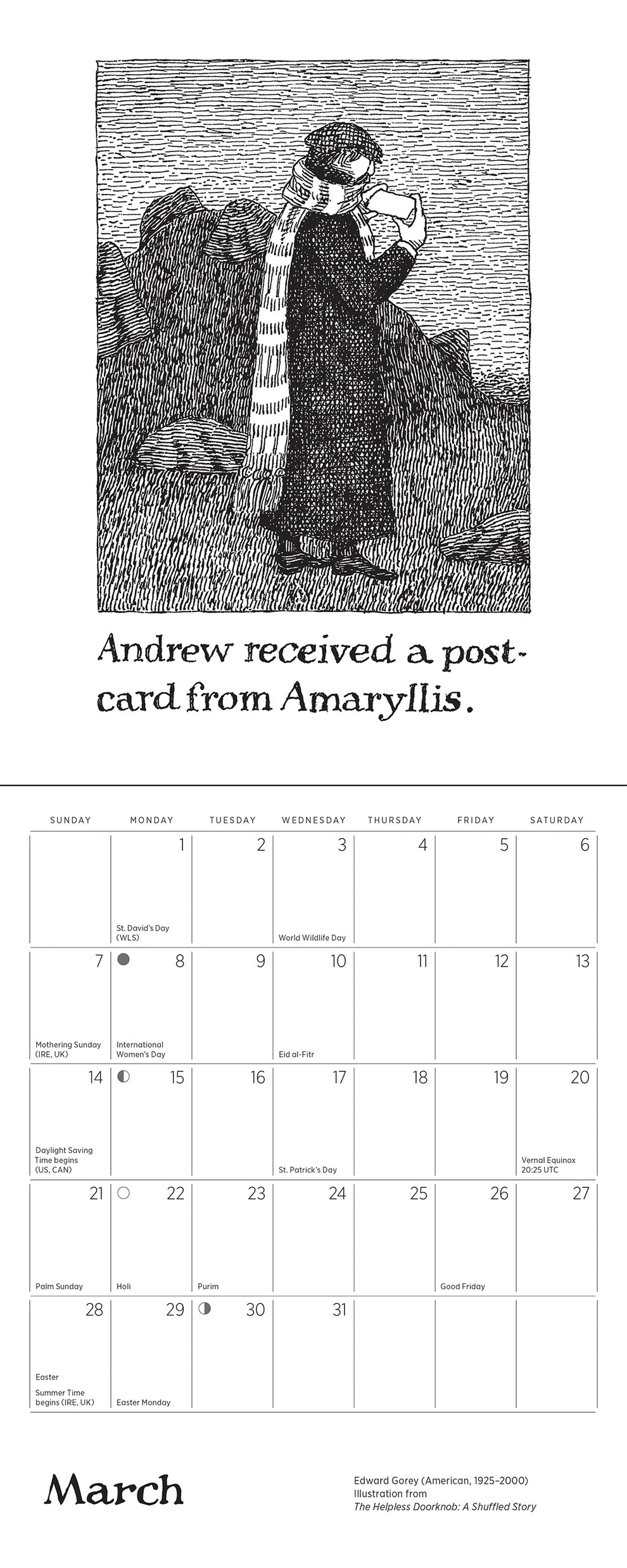Edward Gorey: The Helpless Doorknob 2027 Mini Wall
