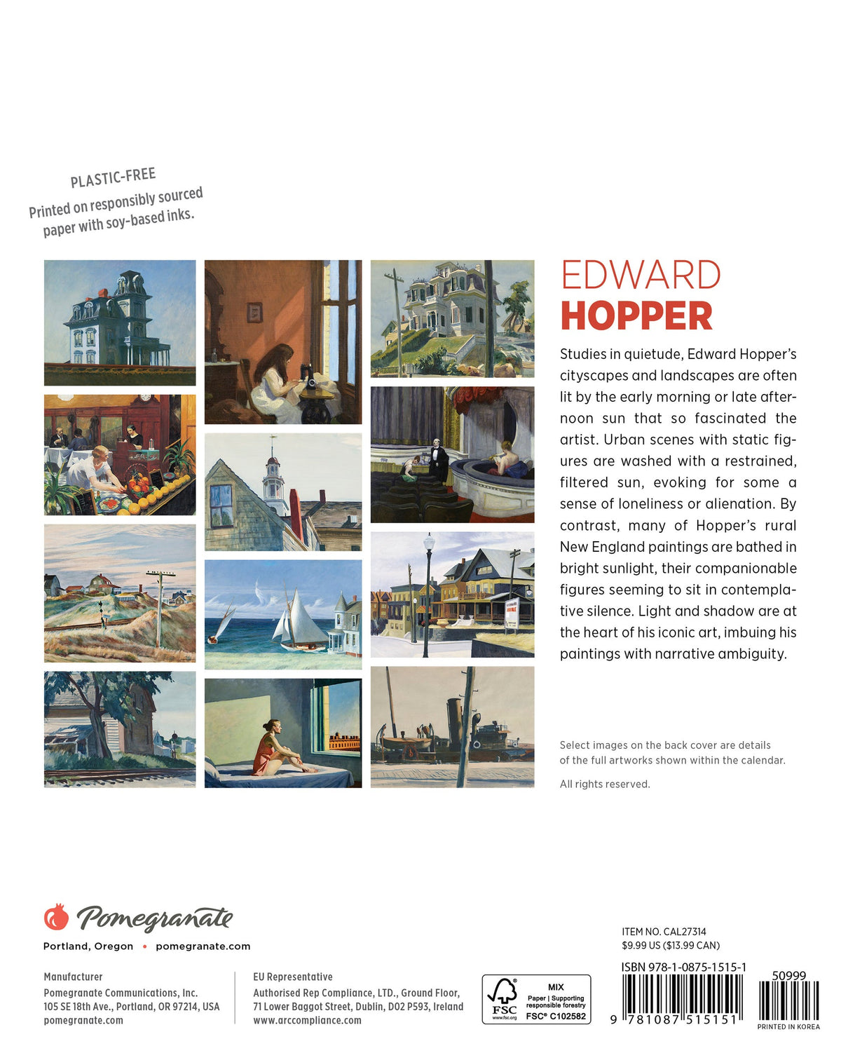 Edward Hopper 2027 Mini Wall Calendar