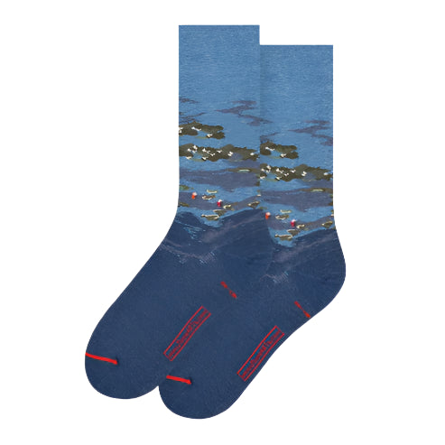 Blue socks with water lilies