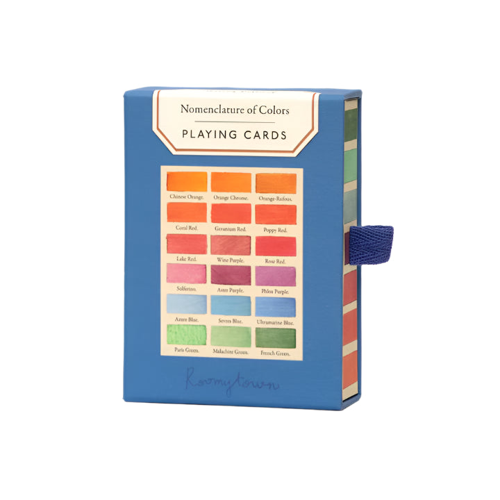 Playing cards box with color swatch on a white background