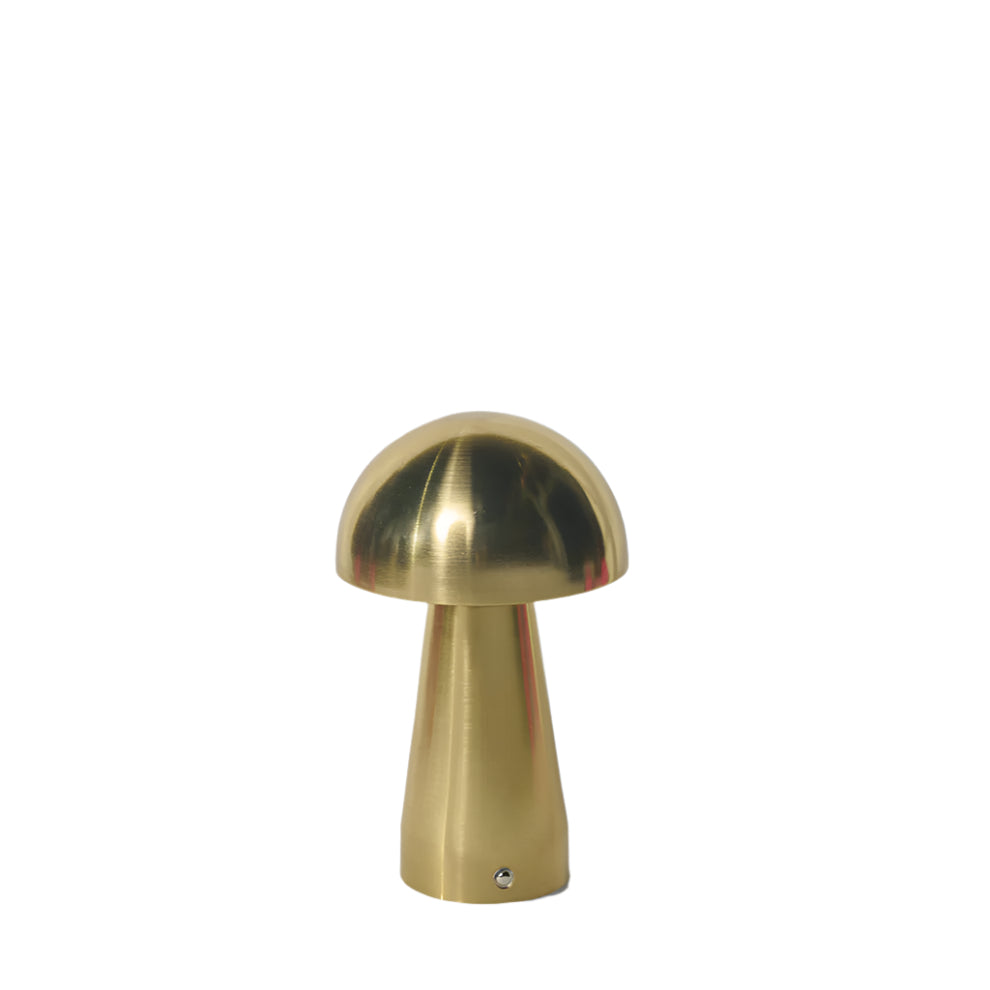 Gold mushroom-shaped object on a white background
