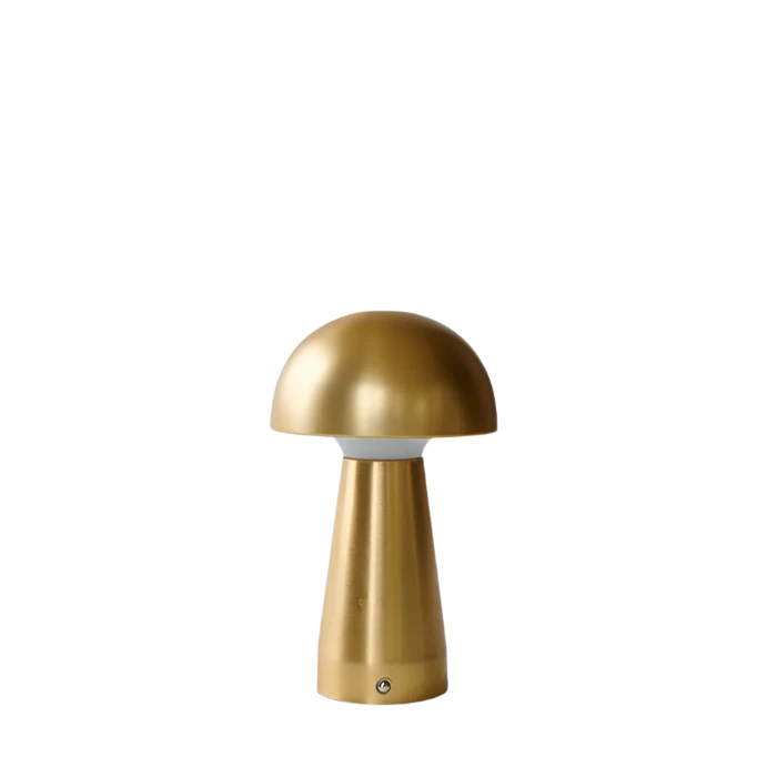 Gold mushroom-shaped lamp on a white background
