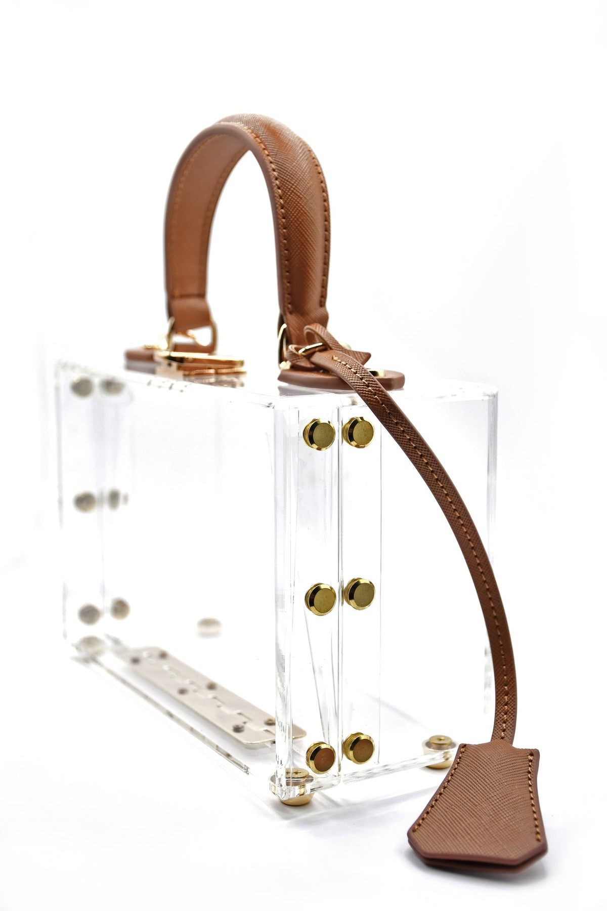 Clear with Brown/Brass Accents Box Bag