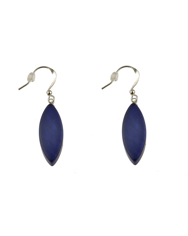 Blue Resin Leaf Earrings