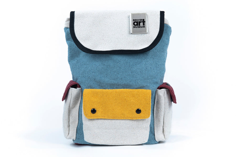 The Wanderer Boho Blue Backpack with Denver Art Museum Velcro Patch