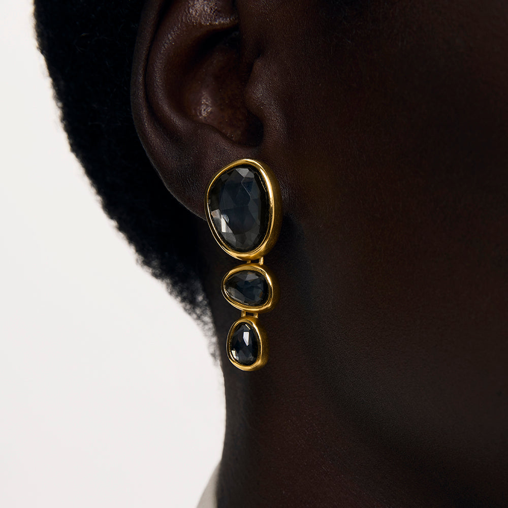 Cala Statement Earrings - Iridescent Hematite