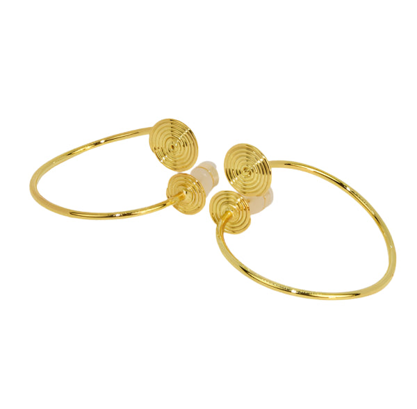 Pair of gold hoop earrings on a white background