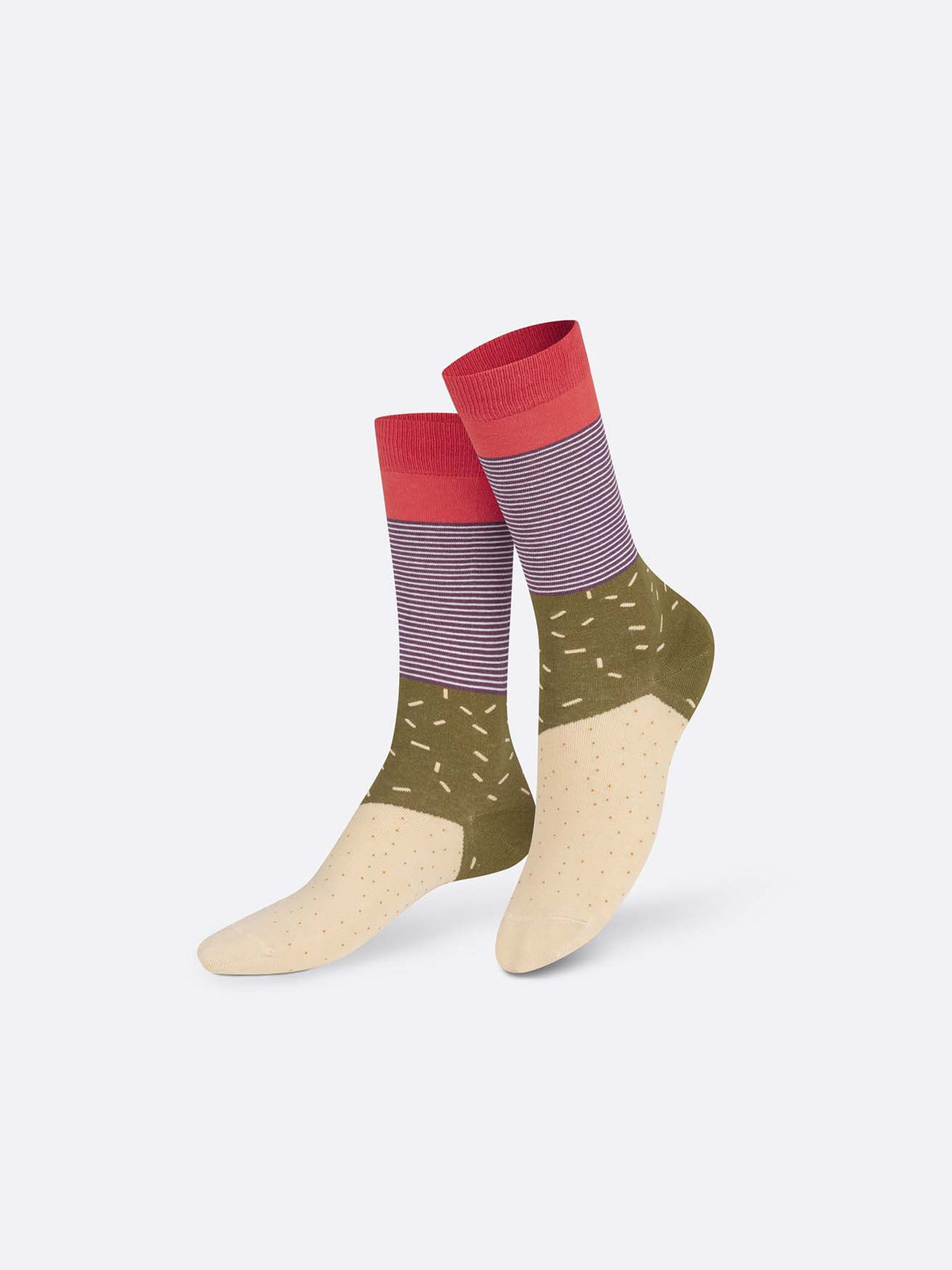 Socks with multiple colors and patterns
