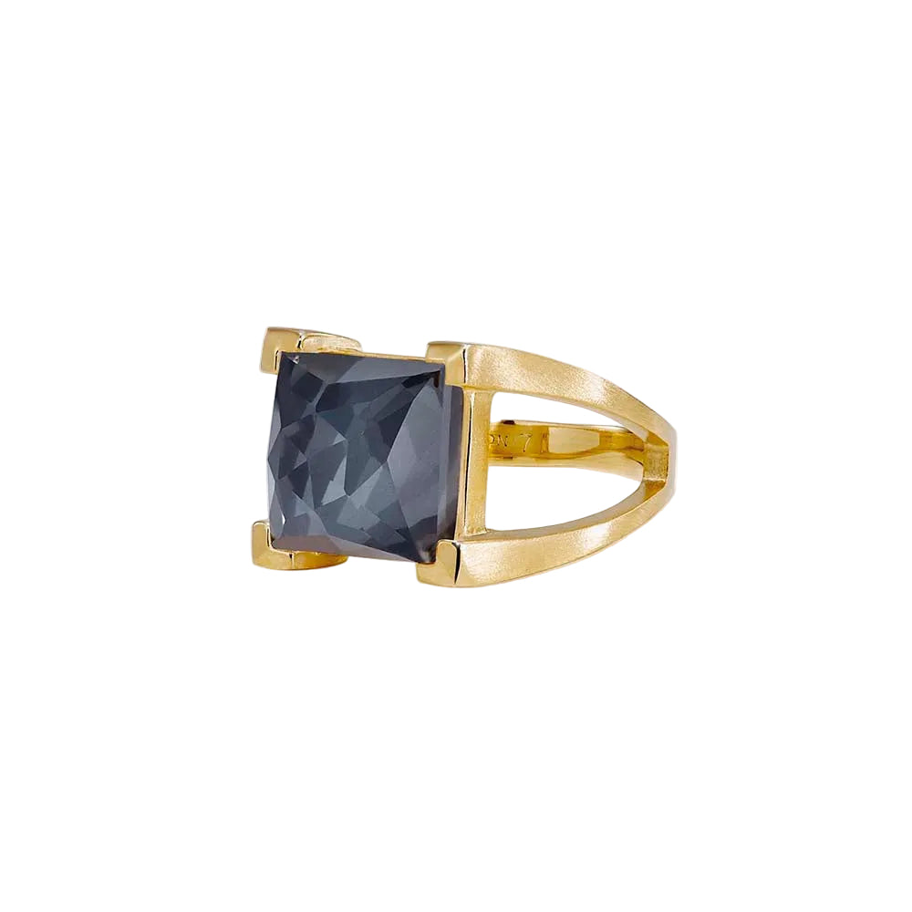 Mini Plaza Ring  - Iridescent Hematite