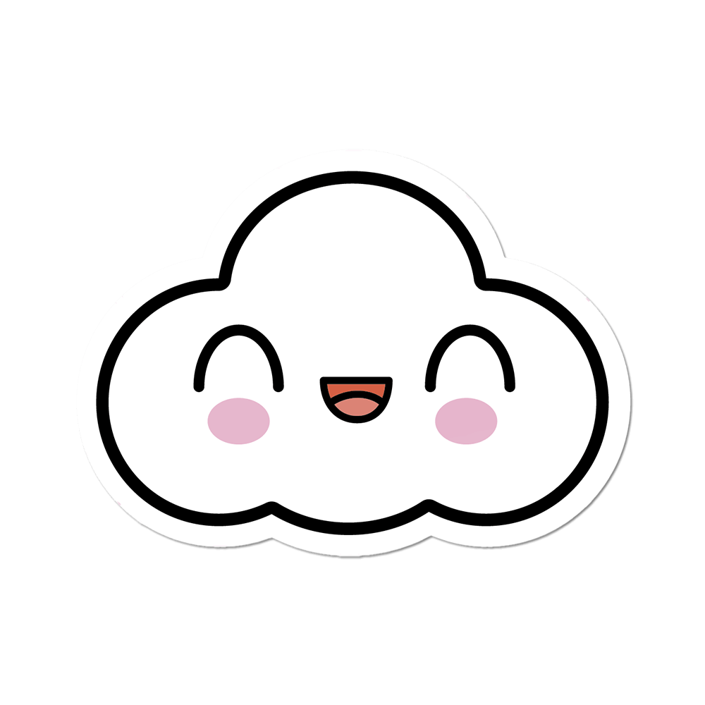 white cloud with smiley face sticker