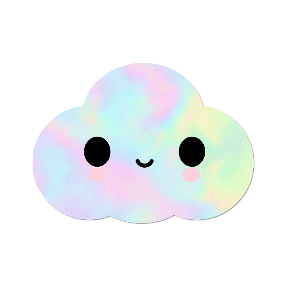 metallic cloud with smiley face sticker
