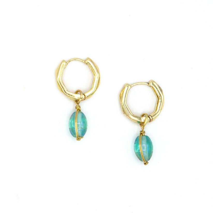 Faceted Pendant Hoop Earrings