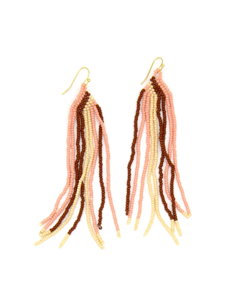 Pomelo Beaded Fringe Earrings