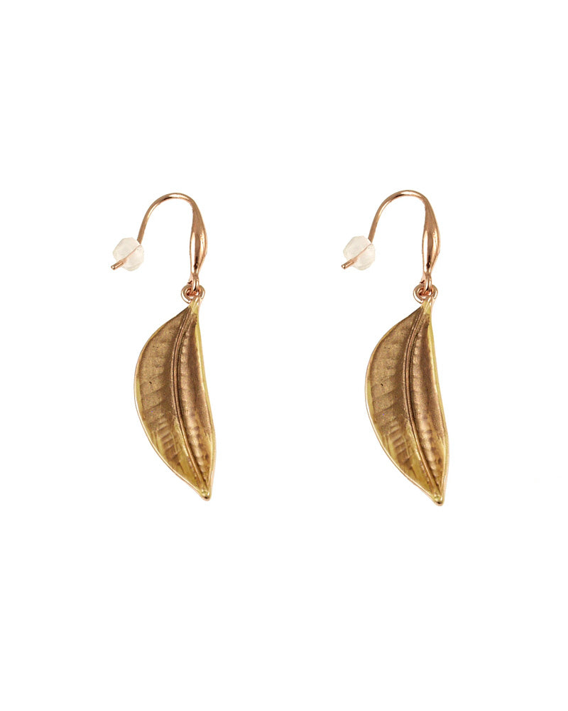 Rose Gold/Brown Leaf Earring